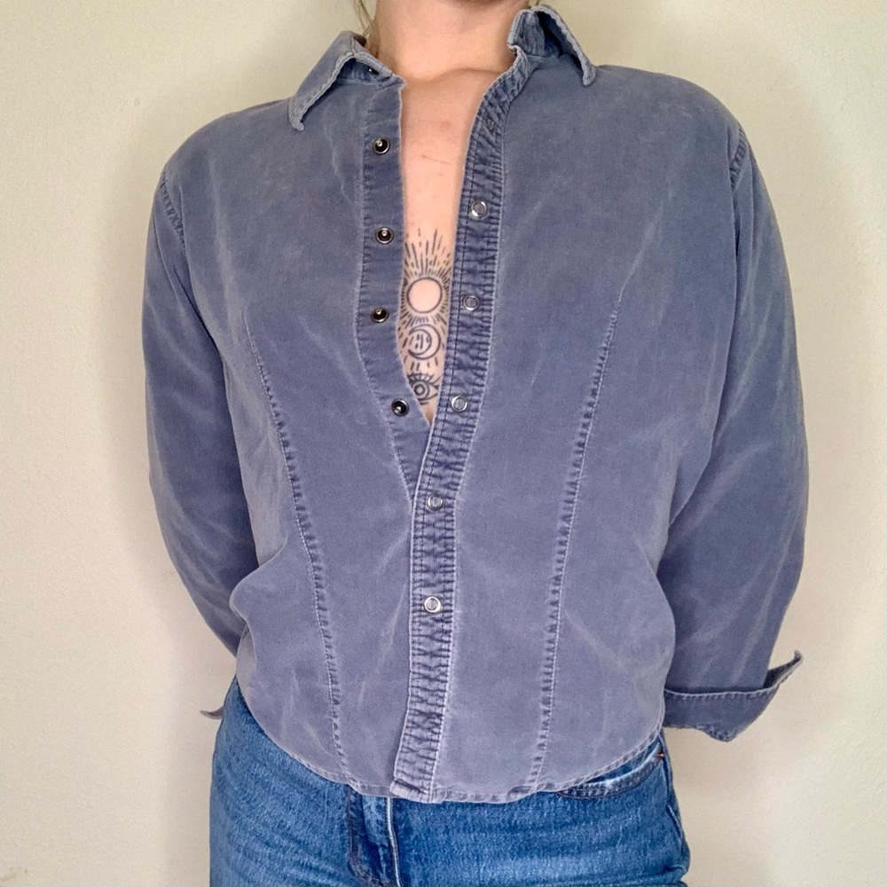 Vintage Eddie Bauer Grey Corduroy button up in Petite Small